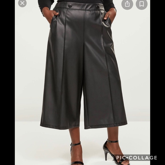 Lane Bryant Pants - 28w 4x Lane Bryant Black Faux Leather Wide Pants